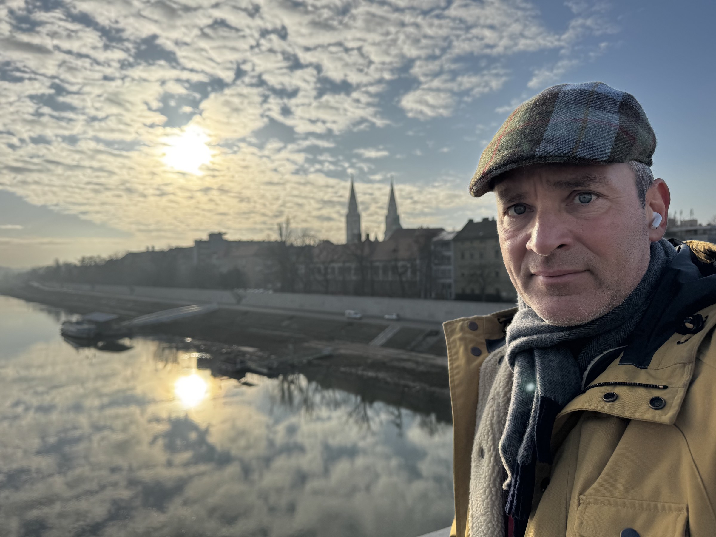 István Joós on a bridge in the morning